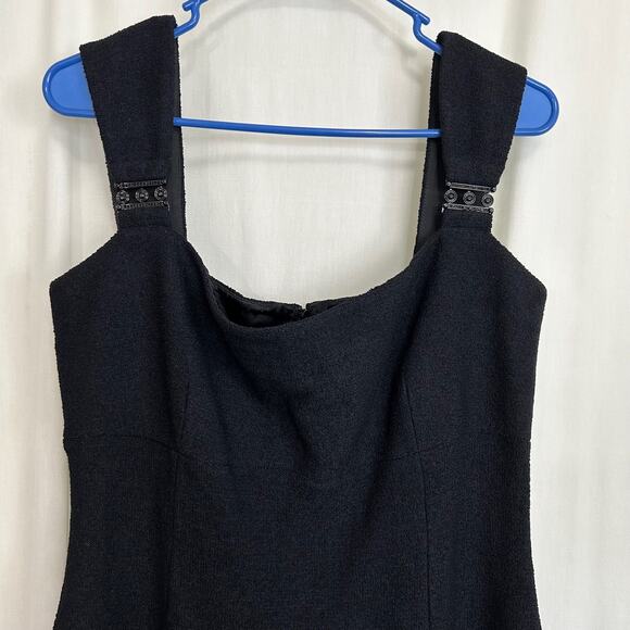 St. John Couture Black Sleeveless Twill Knit Cocktail Dress Women's Size 12 HTF - Picture 3 of 14